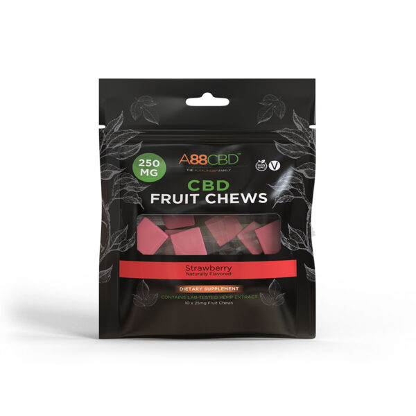A88CBD CBD Fruit Chews - Strawberry 25mg 10 Count