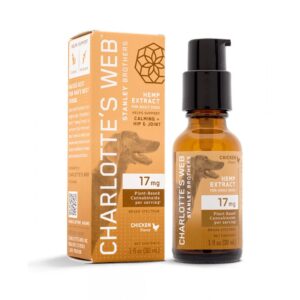 Charlottes Web Hemp Extract Pet Oil Pump 17mg Chicken Flavored Oil 30ml