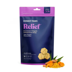 Honest Paws Relief CBD Bites for Dogs - Tasty Turmeric 5mg 30 Count