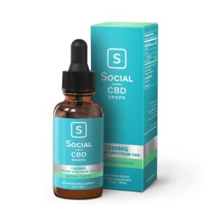 Social CBD Oil Tincture Drops - Natural Flavor 1500mg