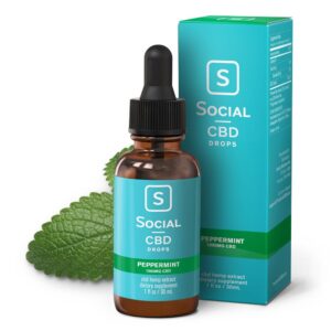 Social CBD Tincture Isolate Drops Peppermint 1000mg