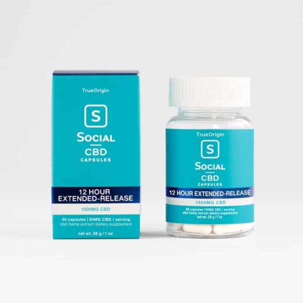 Social CBD Gel Capsules - 12 Hour Extended Release 50mg 30 Count